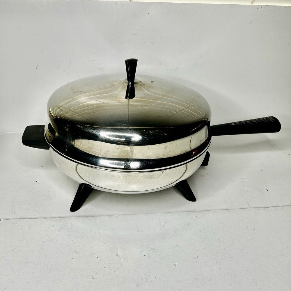 Vintage Farberware Stainless Steel 12" Electric Skillet  B3000 Tested Great